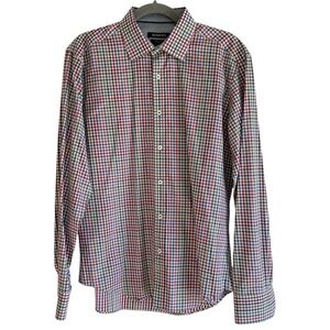 Bugatchi Shaped Fit Long Sleeve Button Down 100% Cotton Collared Shirt. Medium.